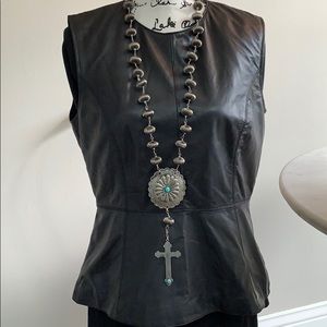 Neiman Marcus Exclusive - NWOT  Leather Sleeveless Peplum Top